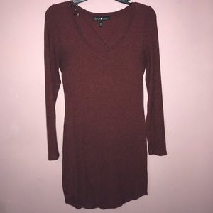 Long sleeve burgundy dress